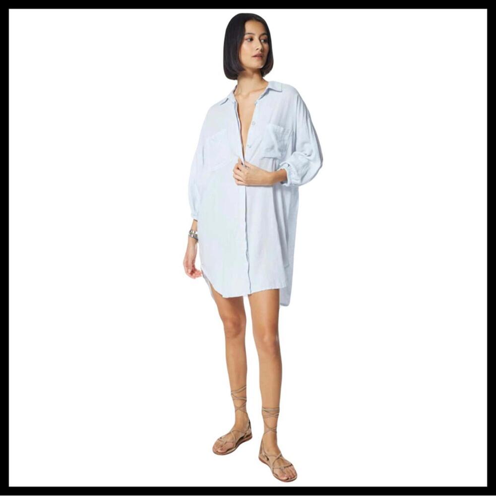 NWOT Young Fabulous & Broke Sand Dollar Shirt Dress in Blue Fog